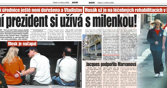 Husák byl v květnu roku 2006 přistižen s milenkou, zrovna když policií hýbal skandál se zmlácenou Kateřinou Jacques