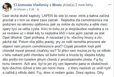 Nechutné útoky na Vlaďku Erbovou na falešném profilu sociální sítě