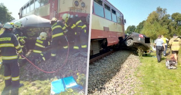 Na Děčínsku se srazil vlak s autem: Nehoda si vyžádala dva vážně zraněné 