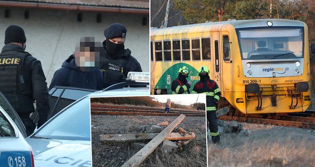 Vlak u Příbrami málem najel do betonových pražců na kolejích: Policie chytla podezřelé! 