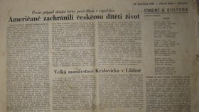 O záchraně Vlasty Bělové psaly i dobové noviny.