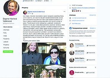 K odchodu Vlasty Chramostové se na svém Facebooku vyjádřila také Dagmar Havlová