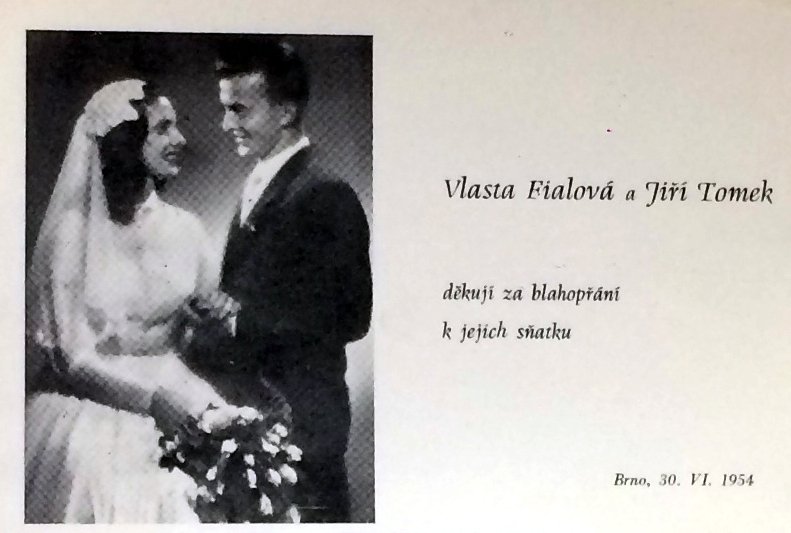 Svatební oznámení Vlasty Fialové.