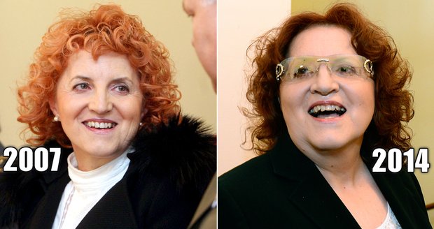 Vlasta Parkanová jako ministryně obrany (vlevo) a nyní jako patrně spokojená důchodkyně