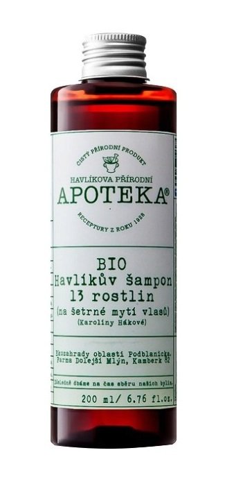 BIO Havlíkův šampon 13 rostlin, 298 Kč (200 ml), koupíte na www.havlikovaapoteka.cz