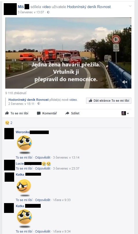 Přátelé mladého řidiče od Vnorov truchlí na Facebooku.