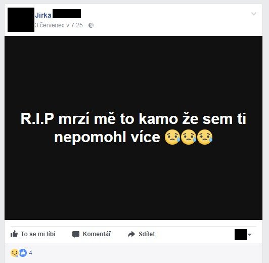 Přátelé mladého řidiče od Vnorov truchlí na Facebooku