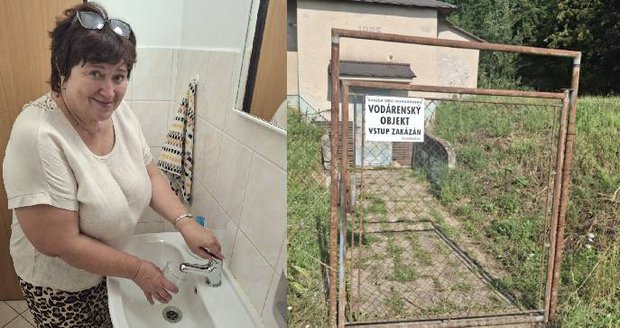 Starostka Rudky Marie Jirglová Blesku ukázala, že voda opět proudí z místních kohoutků. Do vyprahlého vodojemu ji dolévají cisterny.