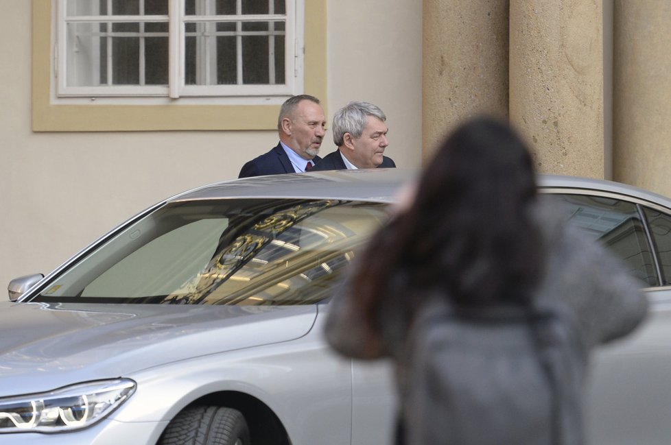 Prezident Miloš Zeman přijal 21. února 2018 Na Pražském hradě předsedu KSČM Vojtěcha Filipa a předsedu SPD Tomia Okamuru