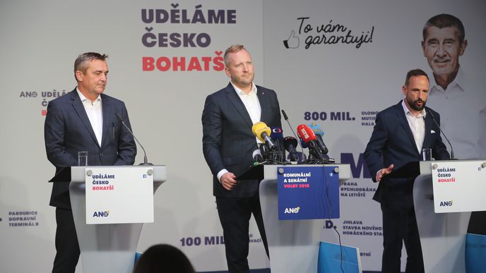 Primátoři Brna a Ostravy Vokřál s Macurou a pražský lídr Stuchlík zahájili s Babišem kampaň ANO před komunálními volbami