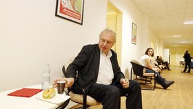 Volby 2014: Miloslav Ransdorf se občerstvuje ve volebním štábu KSČM