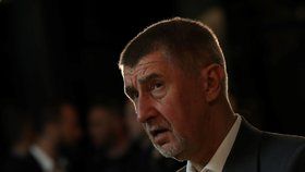 Andrej Babiš před štábem hnutí ANO