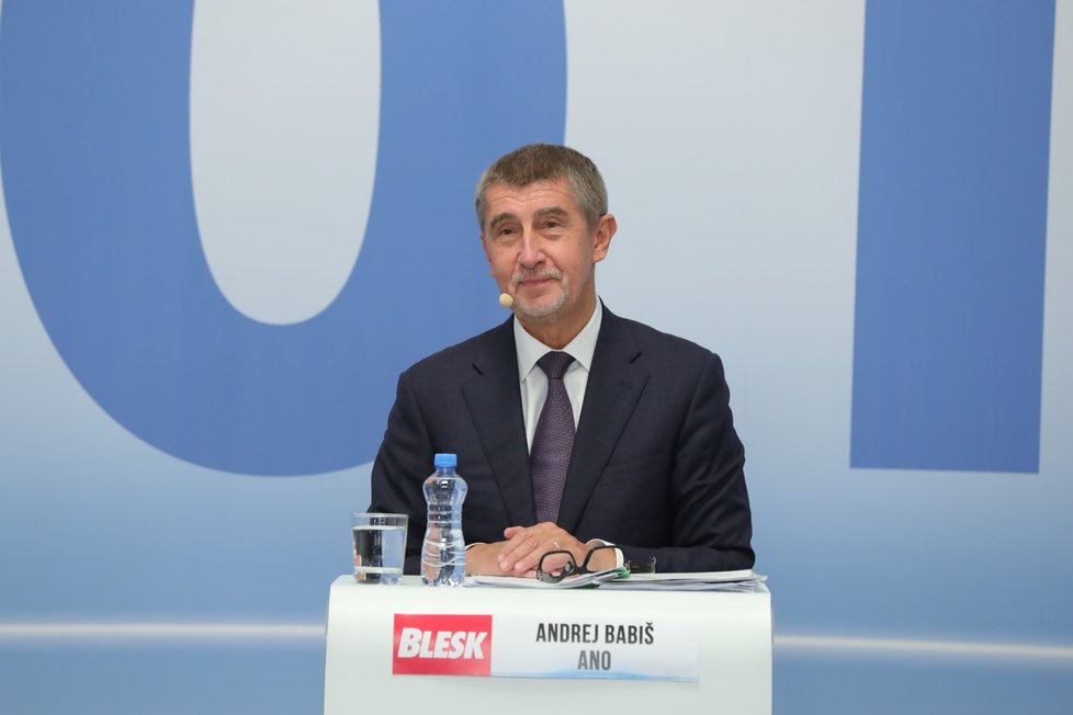 Lídr ANO Andrej Babiš v debatě Blesku