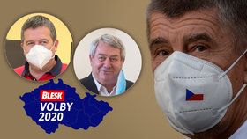 Volby 2020: Zleva Jan Hamáček (ČSSD), Vojtěch Filip (KSČM), Andrej Babiš (ANO)