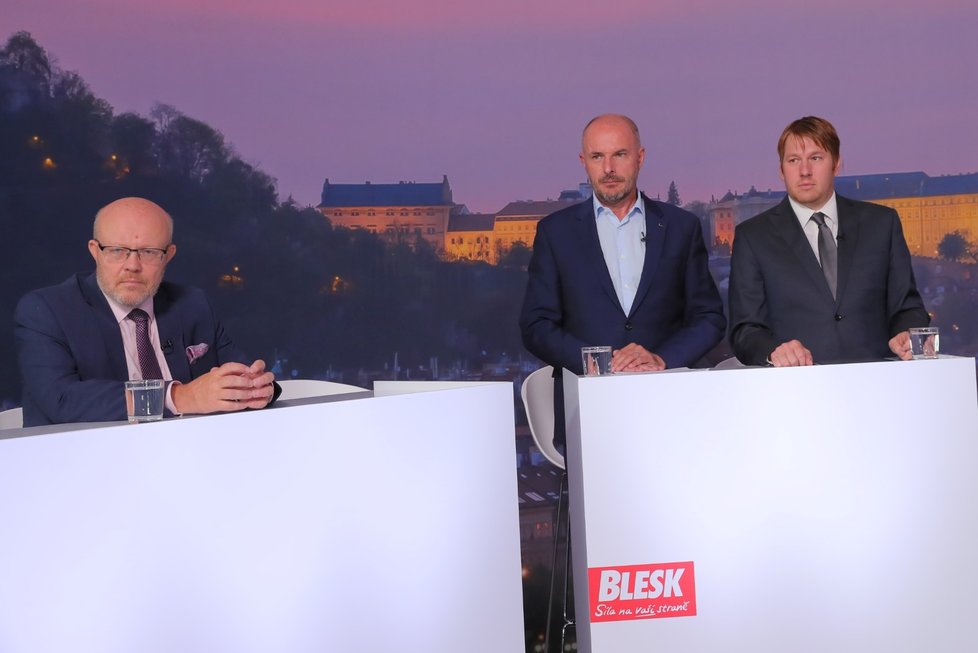 Předvolební debata Blesku (9. 9. 2021): Vlastimil Válek (TOP 09/Spolu), Josef Bernard (STAN) a Josef Pavlovic (Piráti)