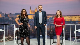 Krajské debaty Blesku 2020: Tým moderátorů - zleva Vera Renovica, Jaroslav Šimáček, Sabina Dračková (7. 9. 2020)