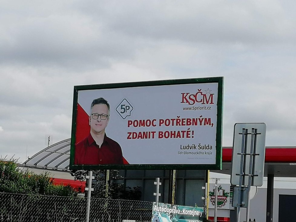 Předvolební billboard KSČM