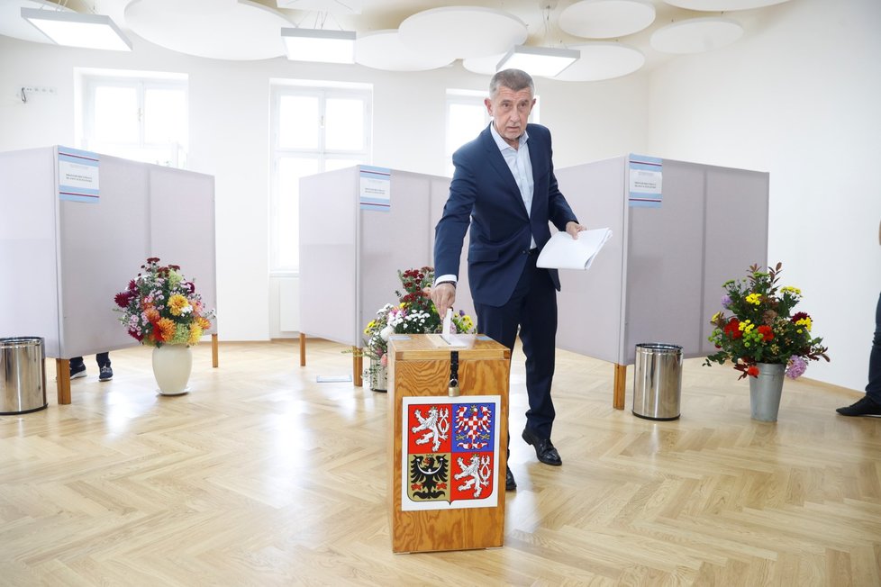 Andrej Babiš odevzdal hlas v Průhonicích.