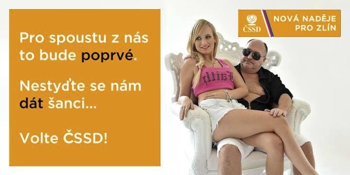 Parodie na volební billboard zlínské ČSSD a Michala Davida zároveň