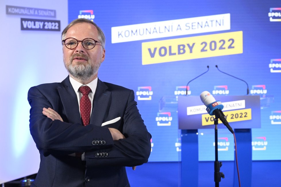 Petr Fiala (ODS) ve volebním štábu SPOLU.