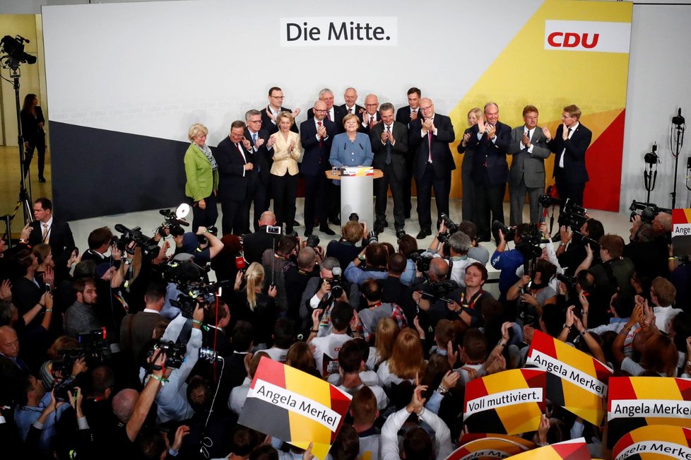 Projev předsedkyně CDU Angely Merkelové po vítězství ve volbách.