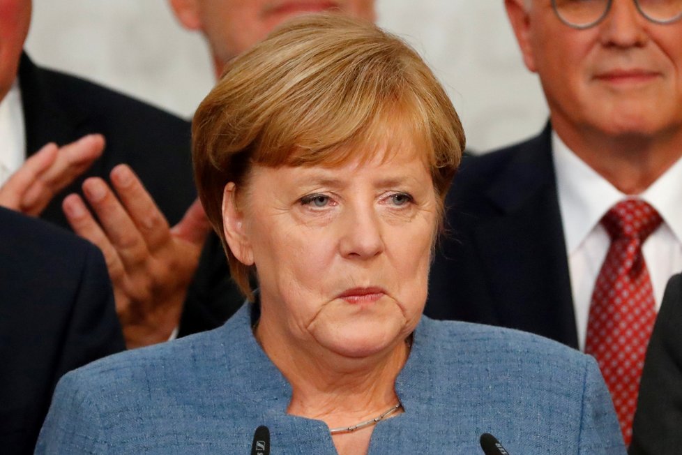 Angela Merkelová po zveřejnění předběžných výsledků voleb pronesla projev.