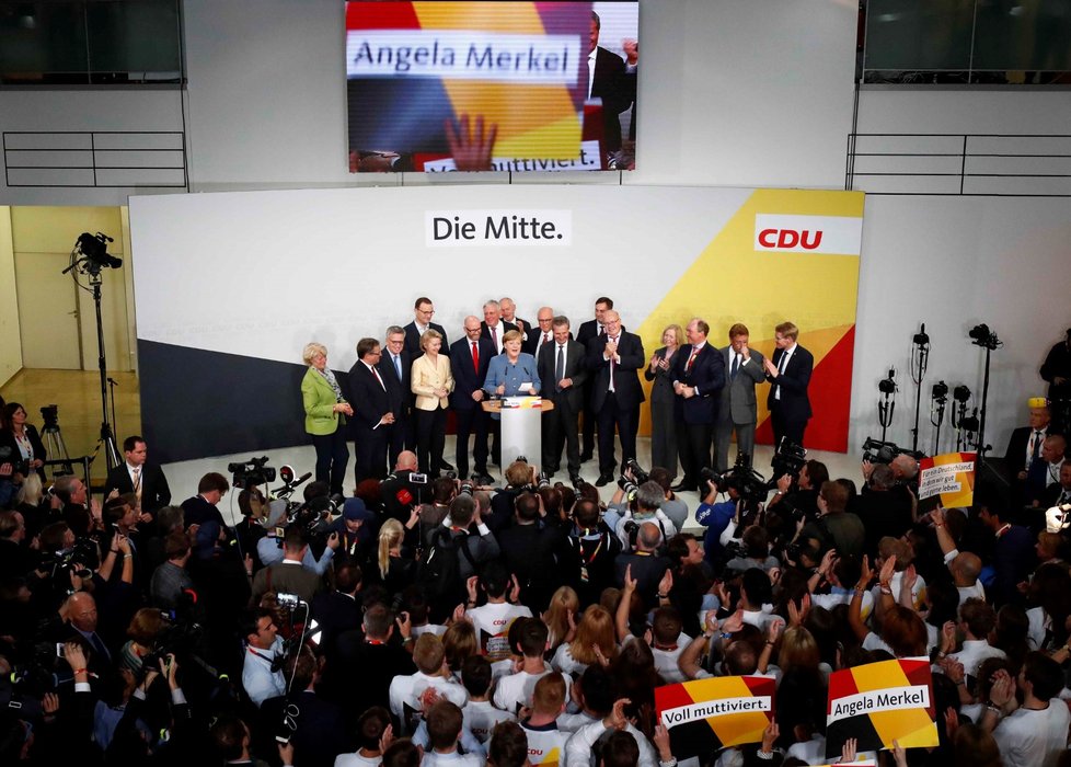 Projev předsedkyně CDU Angely Merkelové po vítězství ve volbách.