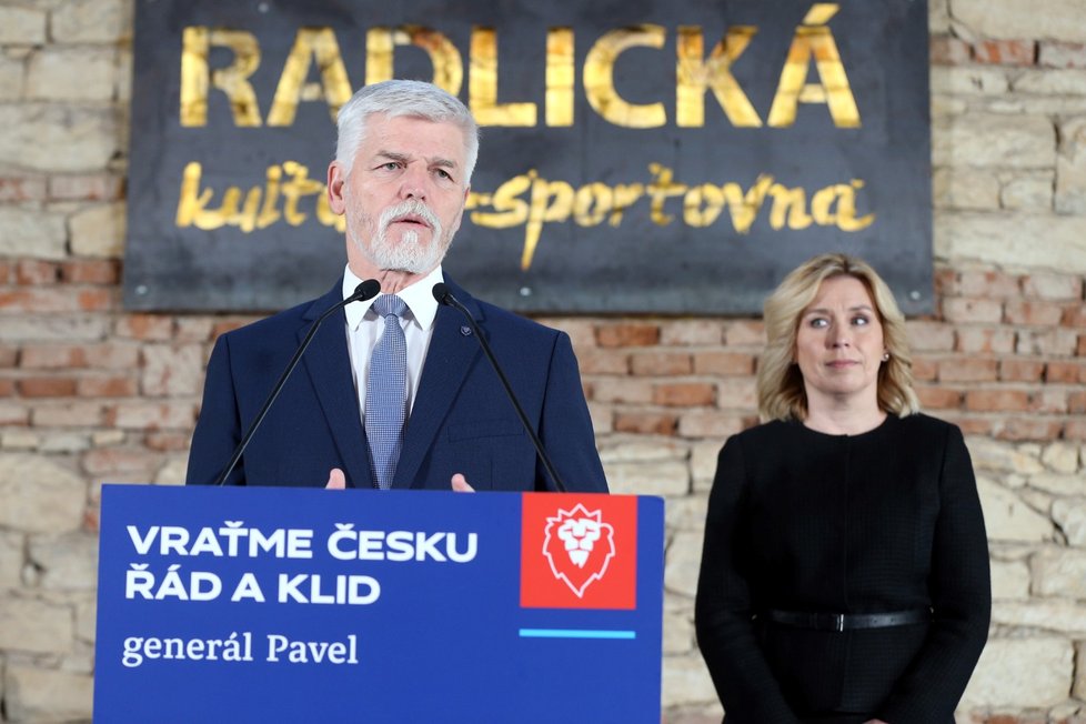 Prezidentské volby 2023: Petr Pavel s Danuší Nerudovou na tiskové konferenci o spolupráci. (17. 1. 2023)