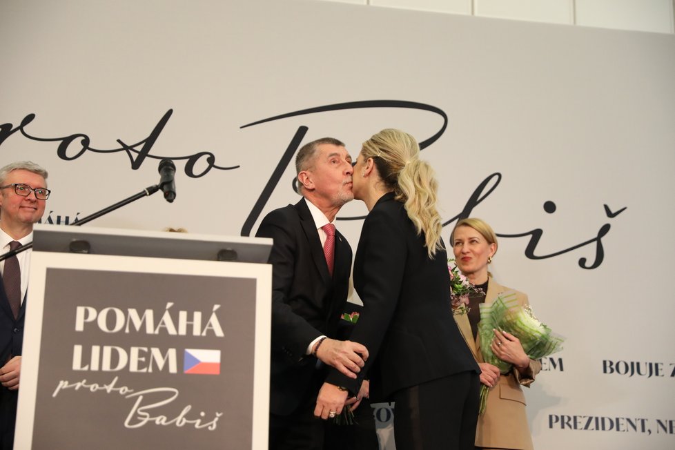 Andrej Babiš ve volebním štábu (28. 1. 2023)