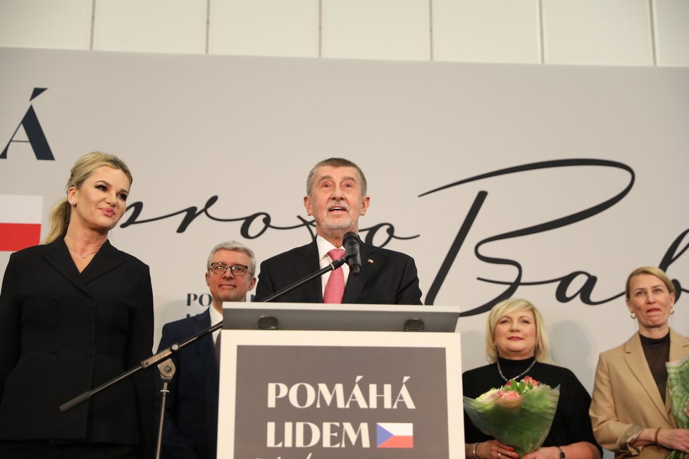 Andrej Babiš ve volebním štábu (28. 1. 2023)