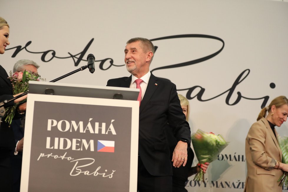 Andrej Babiš ve svém volebním štábu na Chodově (28. 1. 2023)