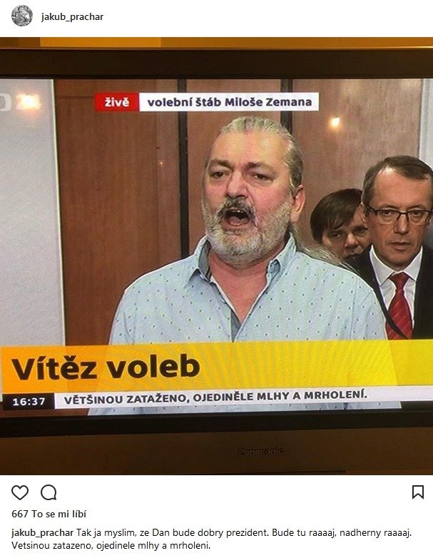 Jakub Prachař komentuje volby.