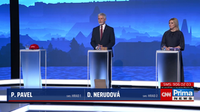 Danuše Nerudová a Petr Pavel v debatě CNN Prima.
