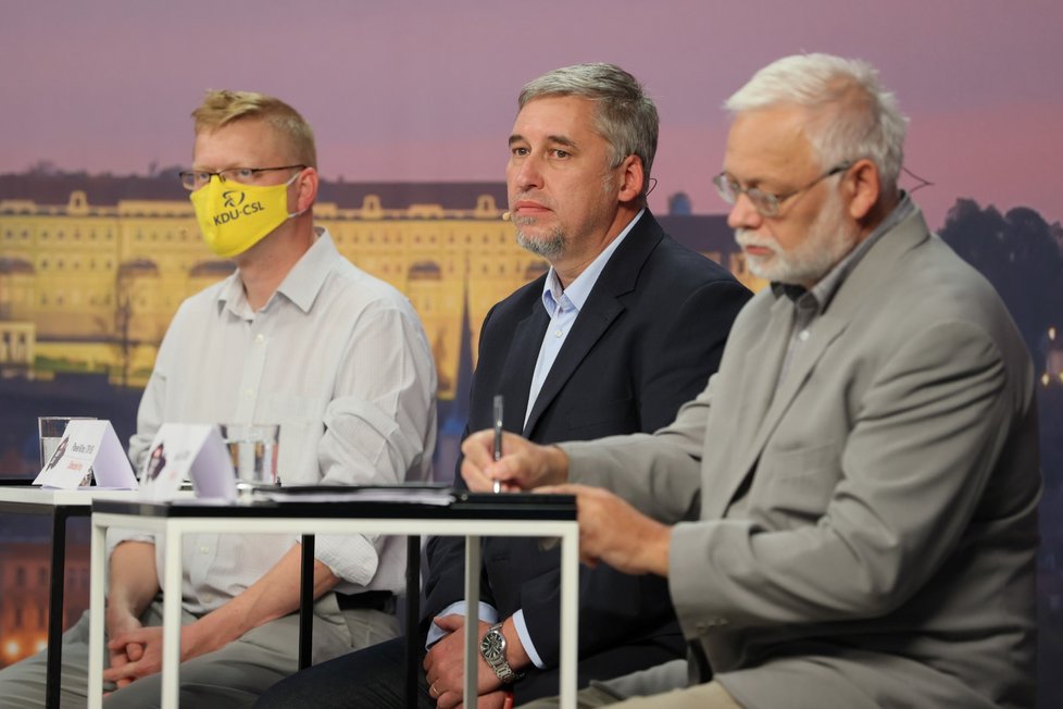 Debata Blesku o školství: Pavel Bělobrádek (KDU-ČSL), Pavel Klíma (TOP 09) a Josef Jadrný (ČSSD) (17. 9. 2020)