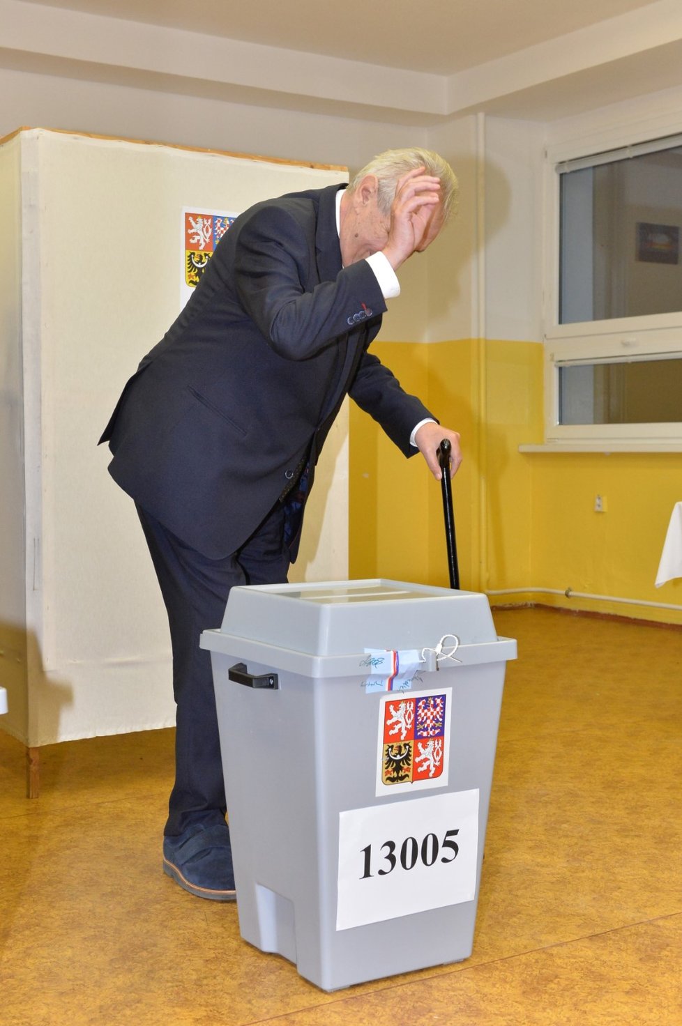 Miloš Zeman volil na Lužinách s manželkou Ivanou.