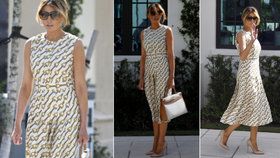 První dáma Melanie Trumpová vyrazila k volební urně v šatech značky Gucci, které v přepočtu vyjdou na více než 100 tisíc korun (3.11.2020)