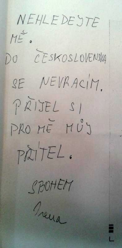 Vzkaz, který Irena Machovčáková zanechala spoluhráčkám v srpnu roku 1968 v Nizozemsku