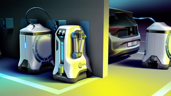 VW představil revoluční vizi nabíjení elektromobilů. Chce využívat roboty