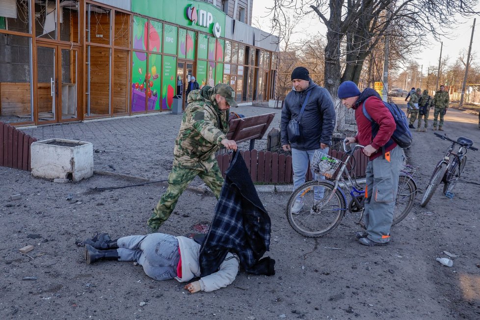 Následky nedávného ostřelování ve Volnovachě v Doněcké oblasti (13.3.2023)