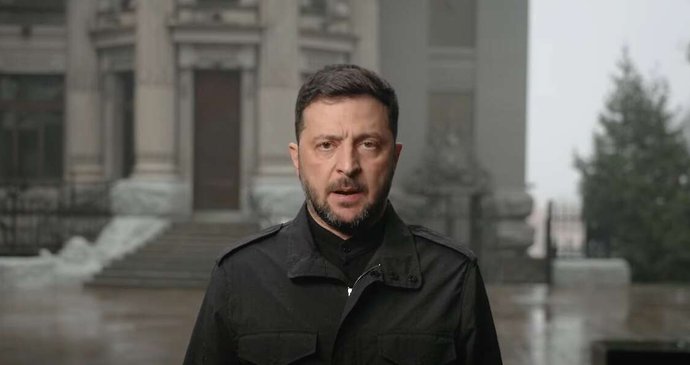 Ukrajinský prezident Volodymyr Zelenskyj v projevu k národu