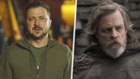 Ukrajinský prezident Volodymyr Zelenskyj a herec Mark Hamill