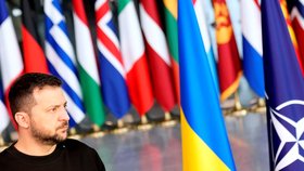 Ukrajinský prezident Volodymyr Zelenskyj v centrále NATO v Bruselu (11.10.2023)