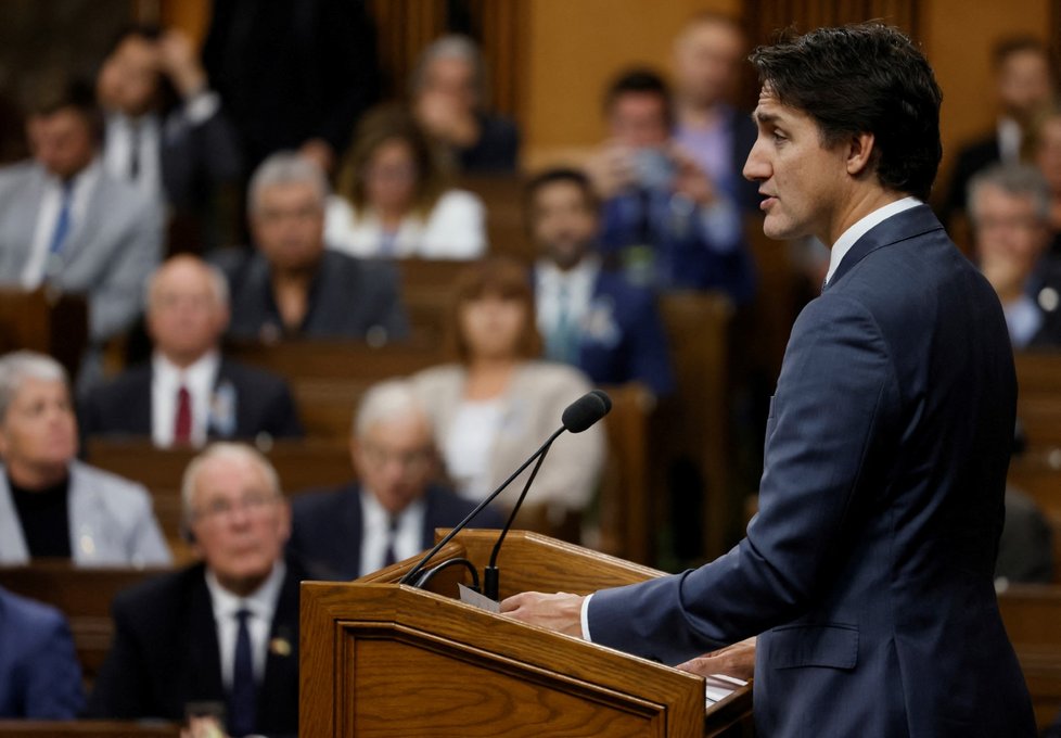 Kanadský premiér Justin Trudeau v dolní komoře parlamentu (22. 9. 2023).