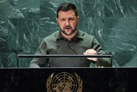 Zelenskyj osobně v OSN: Plamenná řeč proti Rusku před poloprázdným sálem a Olena v publiku