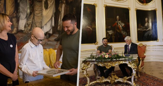 Dojemné setkání: Volodymyr Zelenskyj se na Pražském hradě setkal s těžce nemocným hochem z Ukrajiny! 