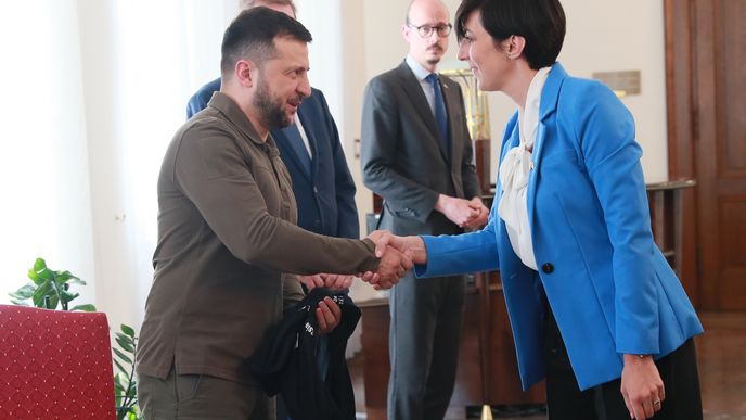 Markéta Pekarová Adamová (TOP 09) přivítala ukrajinského prezidenta Zelenského (7. 7. 2023)
