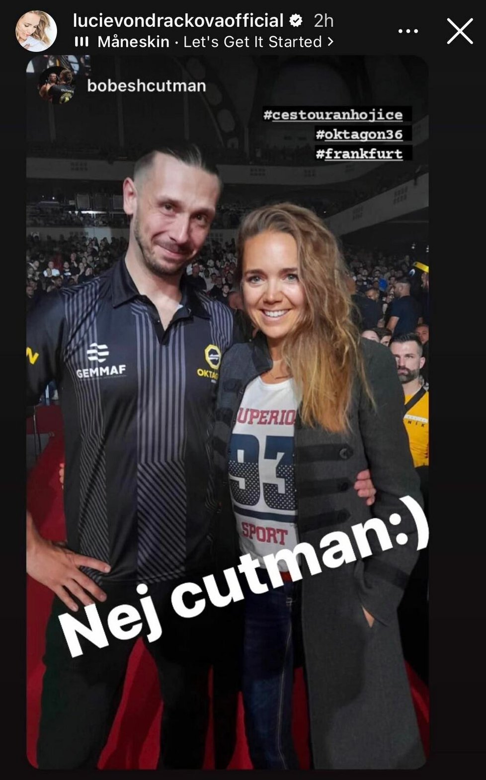 Lucie přijela do Frankfurtu podpořit Zdeňka, který tam měl zápas.