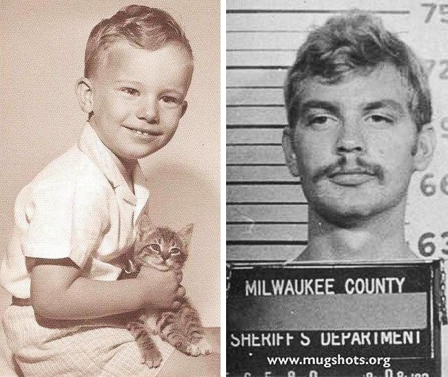 Jeffrey Lionel Dahmer, jinak nechvalně známý jako kanibal z Milwaukee. Všimněte si, jak drží koťátko. V dětství ho prý těšil pohled na mrtvá nebo usmrcená zvířata.