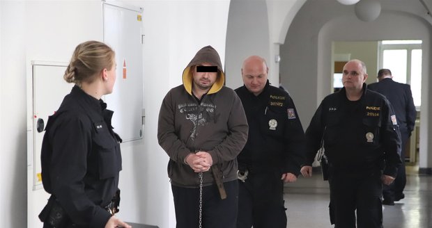 Policejní eskorta přivádí k okresnímu soudu v Hodoníně Tomáše (41).