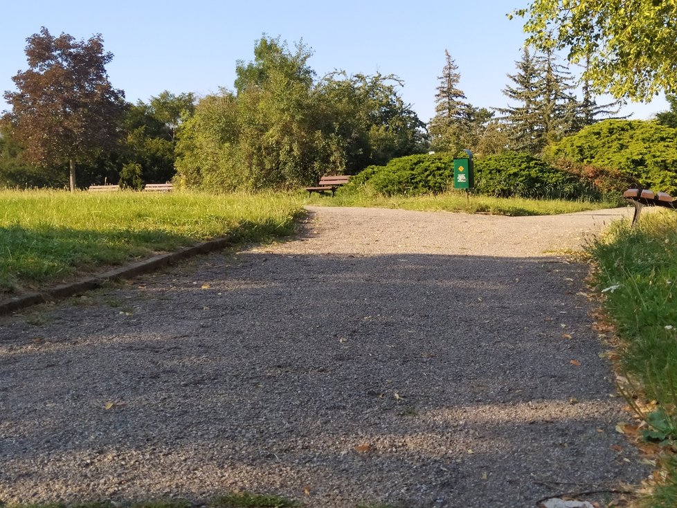 Park na Kraví hoře v Brně, kde došlo v neděli večer k vražednému útoku nožem. Útočníka už policie zadržela.